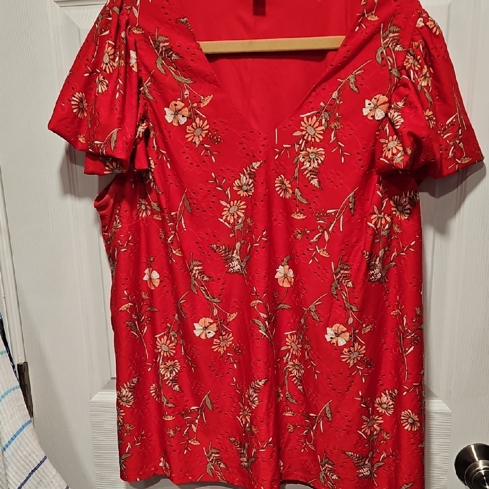 Cato Red Floral Blouse
